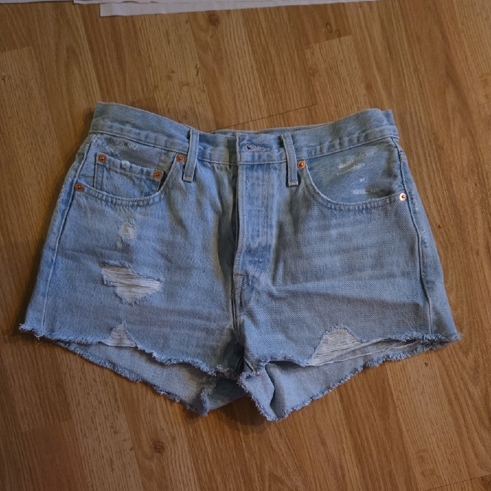 Signature by Levi Strauss Light Blue Distressed Jean Shorts